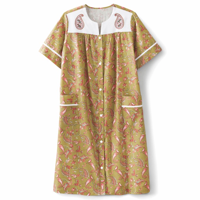 Duster With Embroidered Yoke, Rust Paisley Multi, large