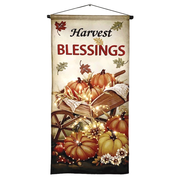 Harvest Blessings Fiber Optic Tapestry, , large