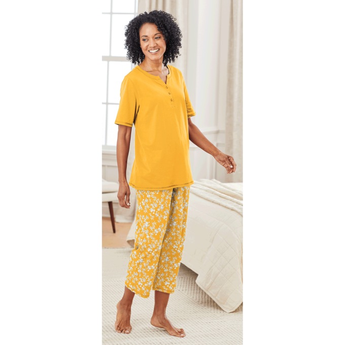 Printed Capri Pajama Set, , large