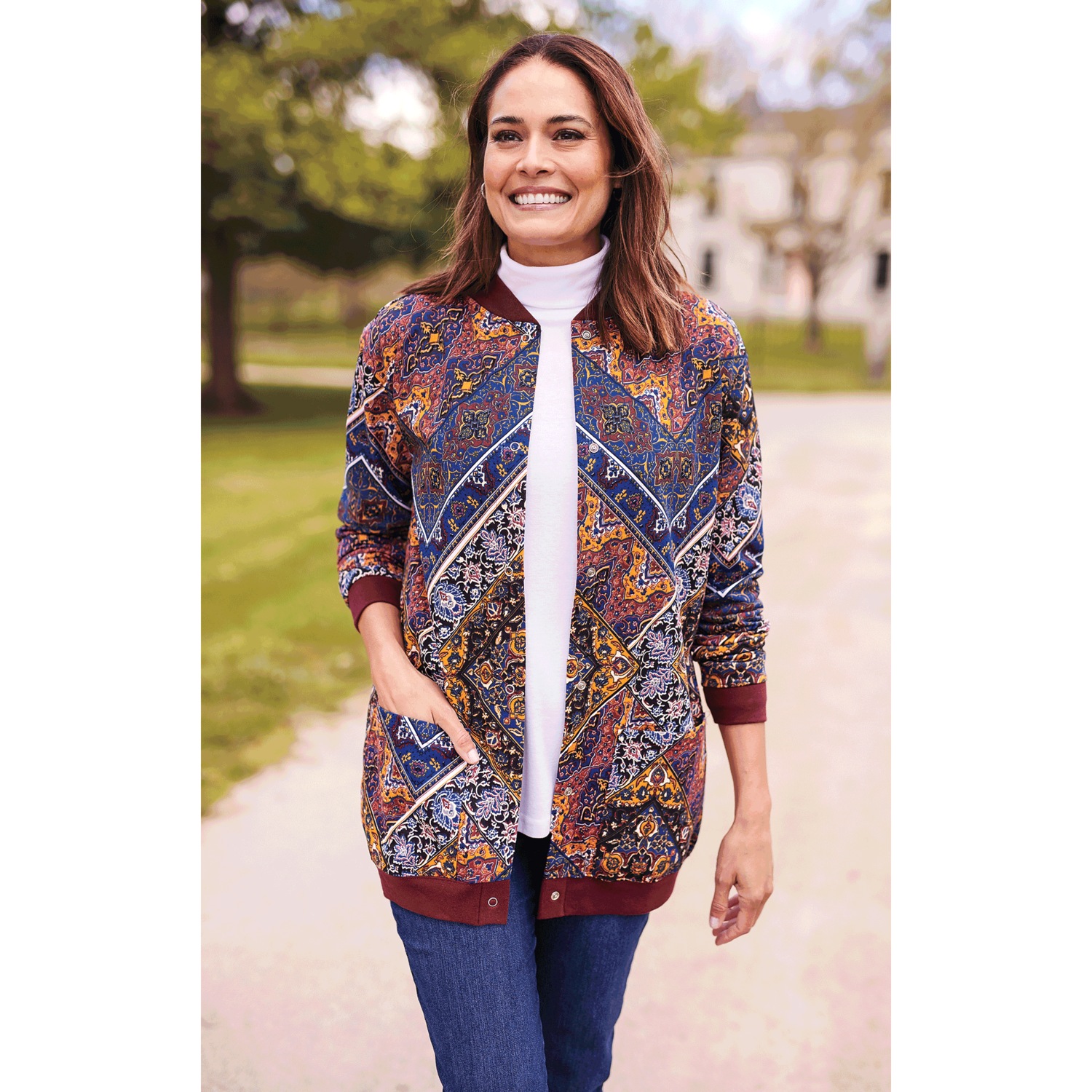Snap-Front Cotton-Blend Women's Cardigan | Essentials