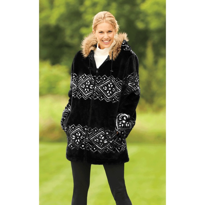 Fleece Snowflake Coat, , large
