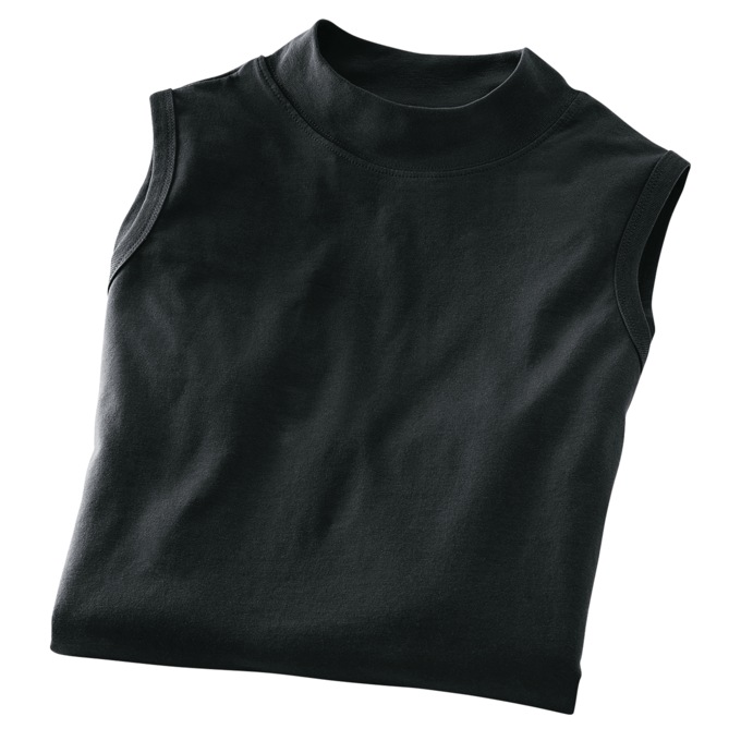 Sleeveless Mock Neck Top, Black, large