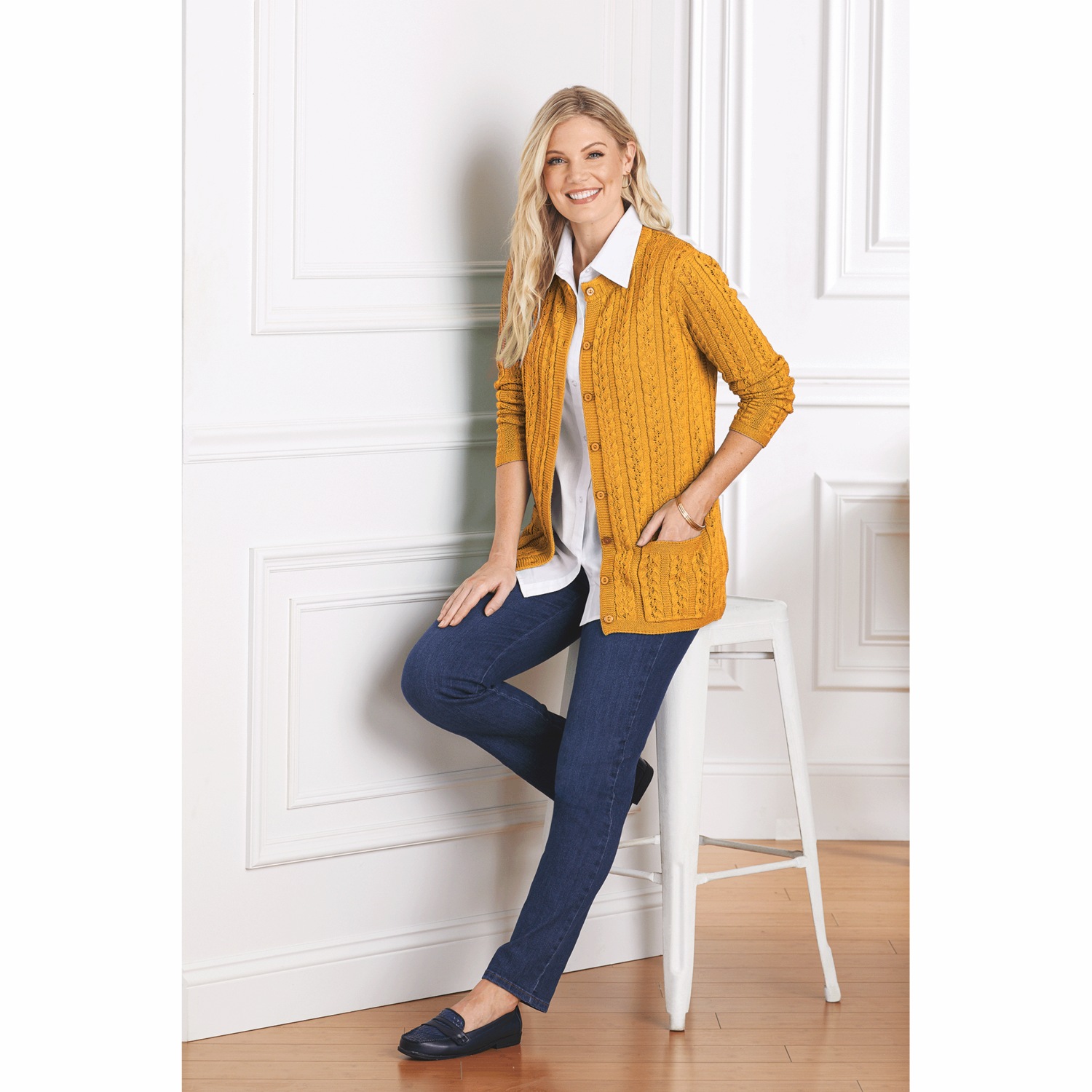 Single Breasted Knit Cable Cardigan main image 0