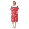 Duster With Embroidered Yoke, Red Floral, large
