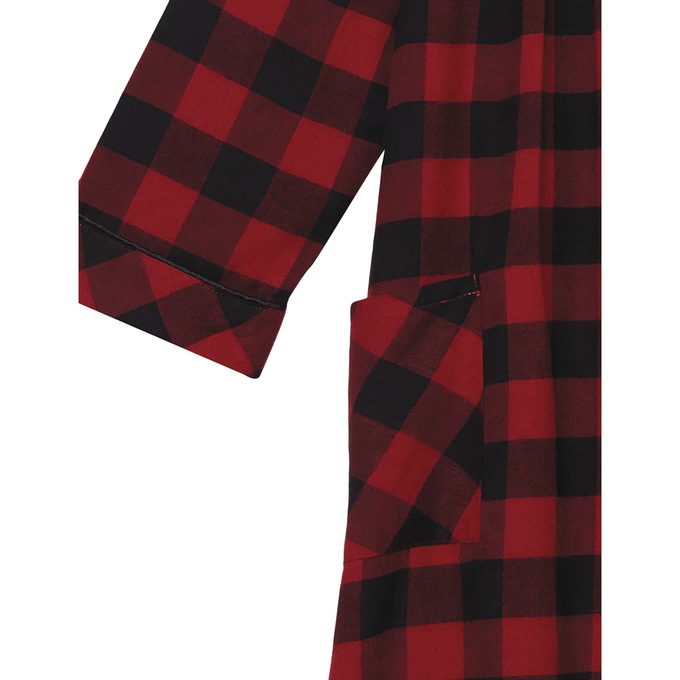 Flannel Snap-Front Duster, Red, large