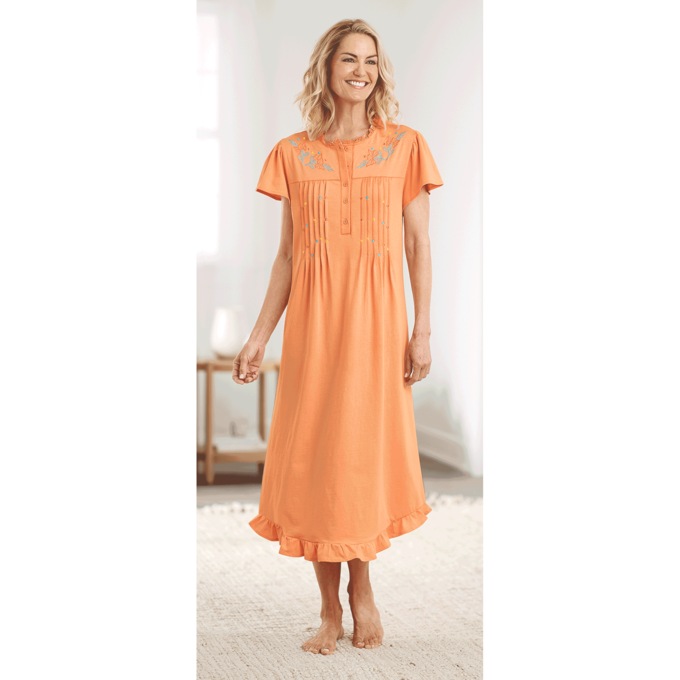 Knit Gown With Embroidery, , large