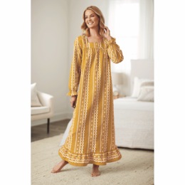 Square-Neck Flannel Nightgown, , large
