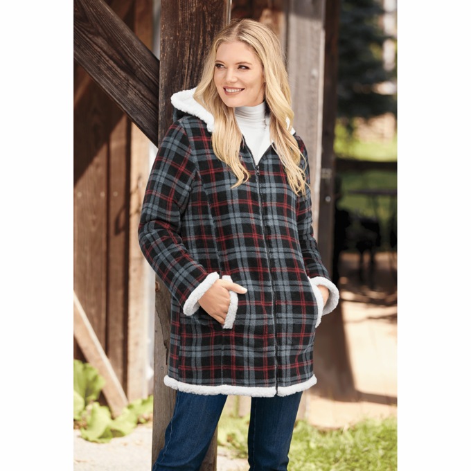 Sherpa Coat, Red Buffalo Plaid, large