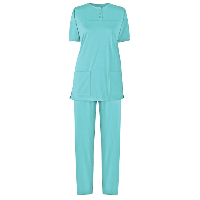 Short-Sleeve Henley Pant Set, , large