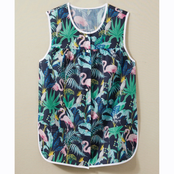 Easy-Care Button-Front Cobbler Apron, Pelican Party, large