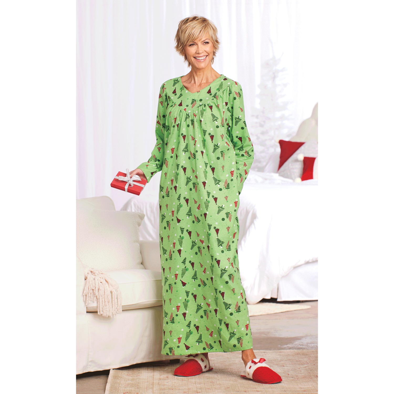Holiday Postcard Flannel Nightwear