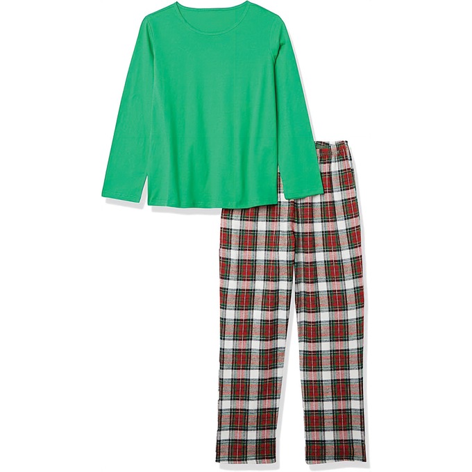 Women's Plaid Flannel PJ Set, Moss, large