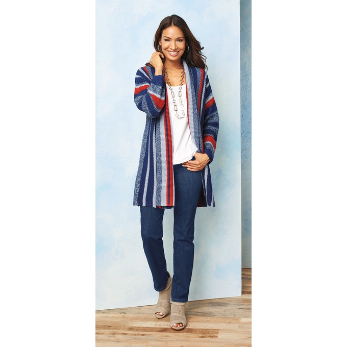 Striped Layering Duster, , large