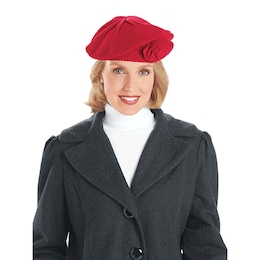 Knit Flower Beret, , large
