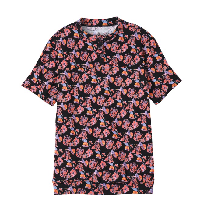 Banded Bottom Henley, Floral Multi, large