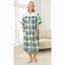 Duster With Embroidered Yoke, Peri Plaid, large