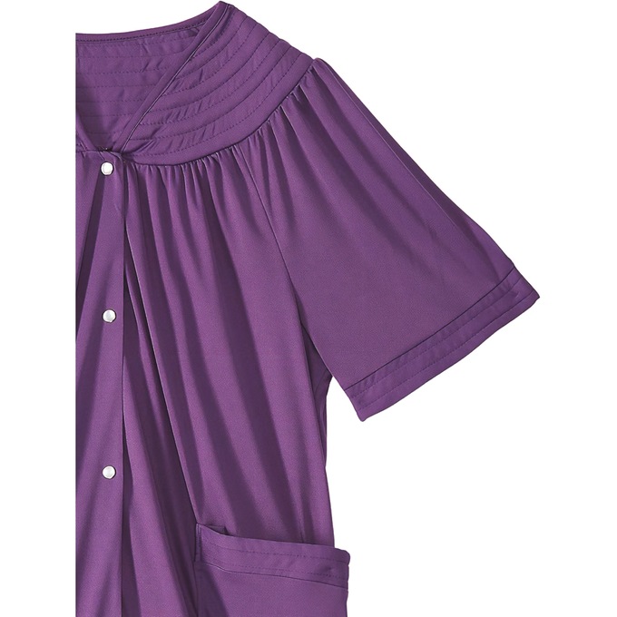 Short-Sleeve Snap-Front Duster - Solid, Purple, large
