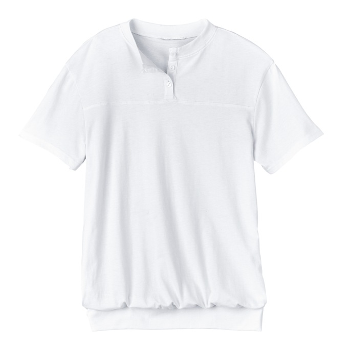 Banded Bottom Henley, White, large