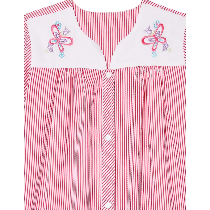 Duster With Embroidered Yoke, Boysenberry Stripe, large