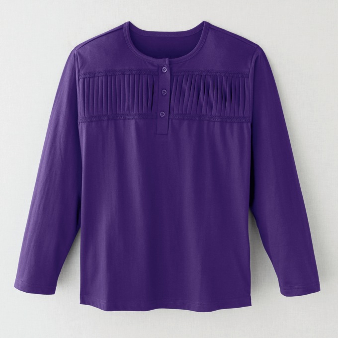 Embellished Henley Top, Violet, large