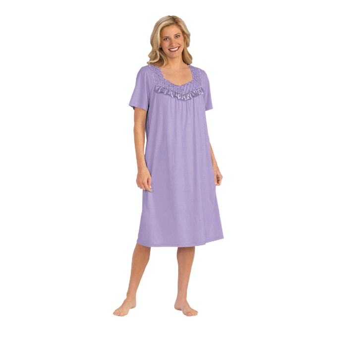 Cotton Knit Gown, Lilac, large