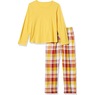Women's Plaid Flannel PJ Set, Maize, large