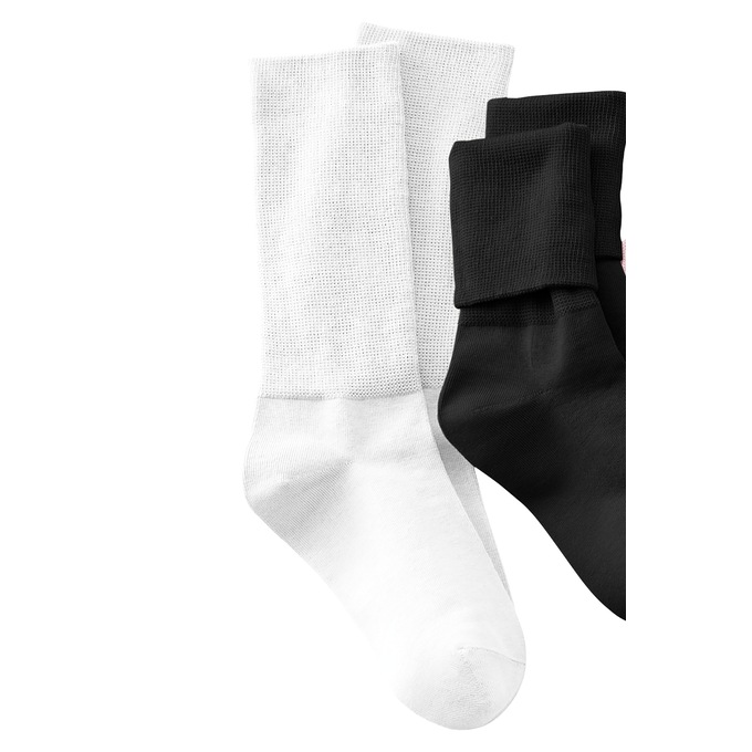 6 Pair of Seamless Compression Socks, White, large