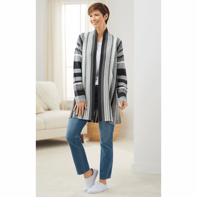 Striped Layering Duster, , large