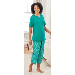 Printed Capri Pajama Set, , large