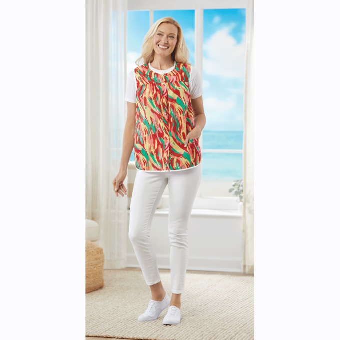 Easy-Care Button-Front Cobbler Apron, , large