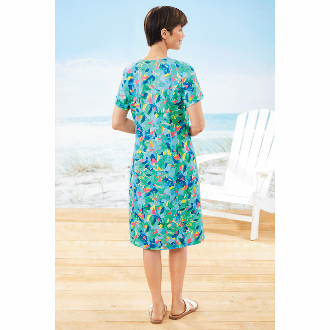 Short-Sleeve Brushstroke Dress, , large