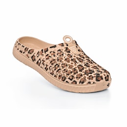 Women's Lightweight Perforated Comfort Clog, Leopard, large