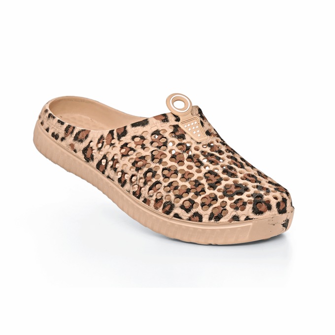 Women's Lightweight Perforated Comfort Clog, Leopard, large
