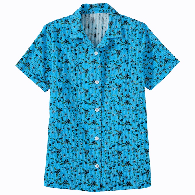 Seersucker Print Blouse, , large