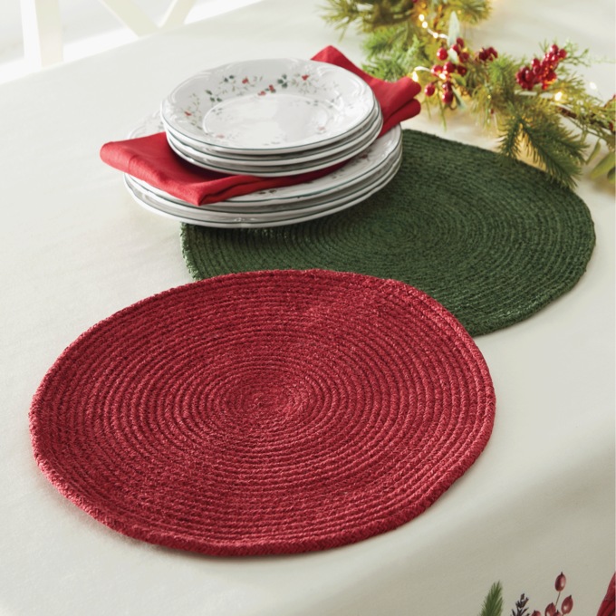 Set of 4 Chenille Round Placemats, , large