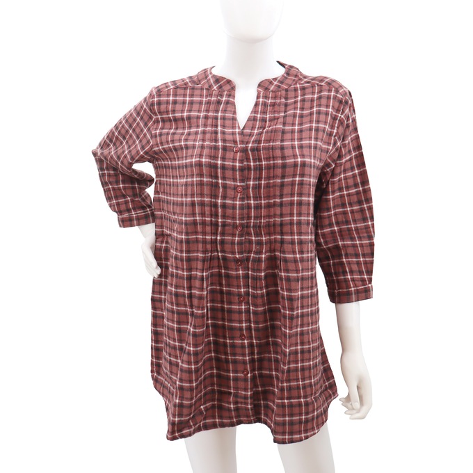 Pintuck Cotton Flannel Shirt, , large