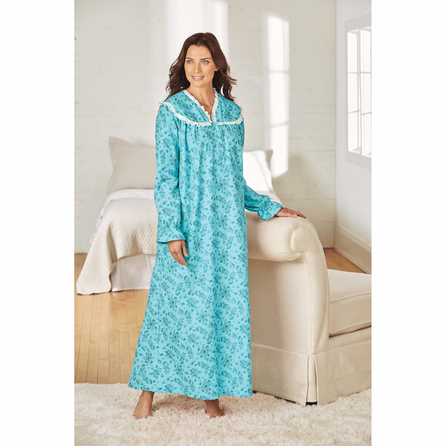 Flannel Nightgown with Lace Trim Essentials