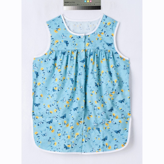 Easy-Care Button-Front Cobbler Apron, Butterfly Floral, large
