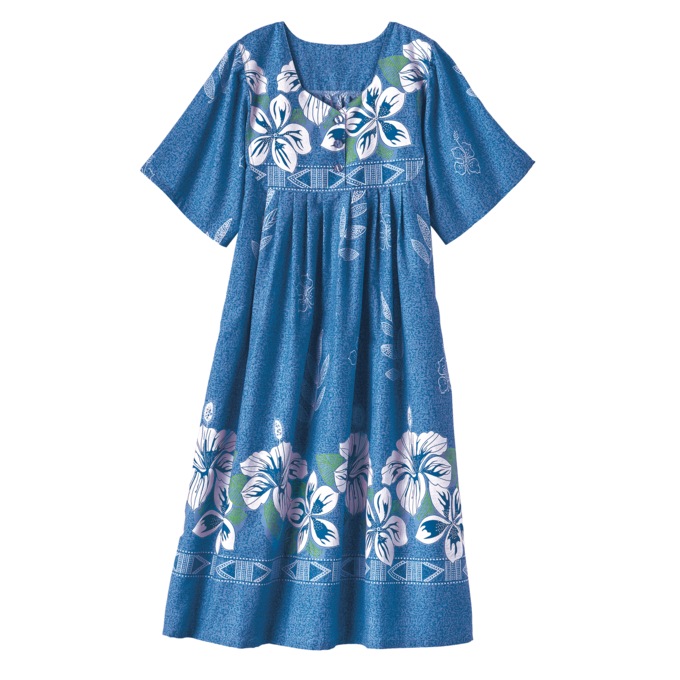 Border Print Patio Dress, French Blue, large