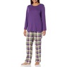 Women's Plaid Flannel PJ Set, Violet, large