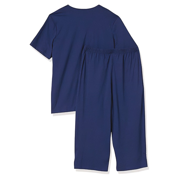 Embroidered Capri Set, Navy, large