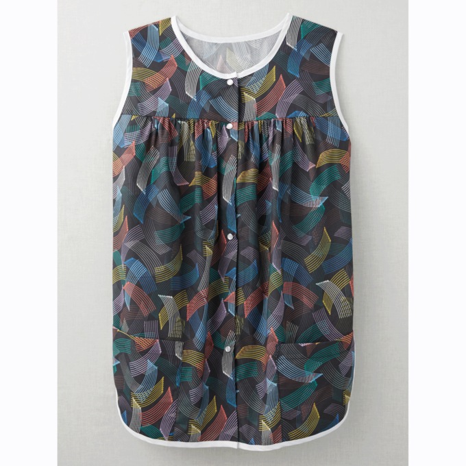 Easy-Care Button-Front Cobbler Apron, Plum Shades, large