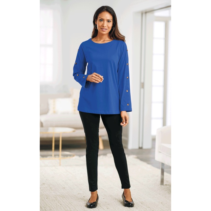 Button-Sleeve Top, , large