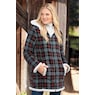 Women's Microfleece Zip-Front Coat with Faux-Sherpa Lining and Hood, , large