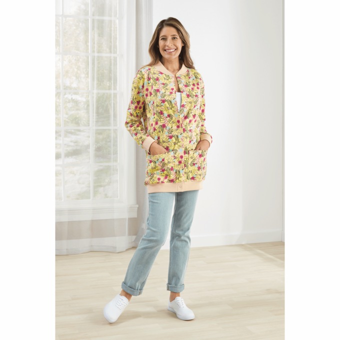 Snap-Front Cotton-Blend Women's Cardigan, , large