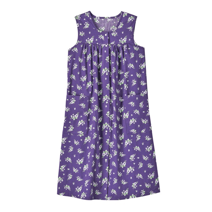 Sleeveless Woven Shift Dress, Deep Purple Flower Print, large