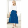 Ribbed Knit Midi Skirt, Navy, large