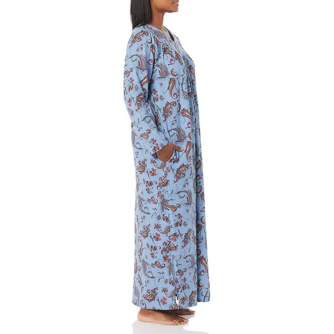 Flannel Nightgown, Blue Paisley, large