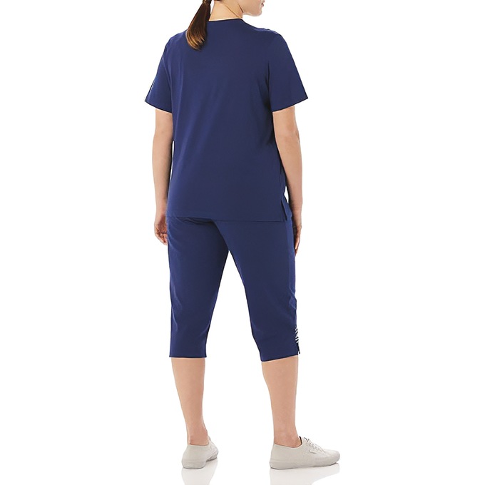 Embroidered Capri Set, Navy, large