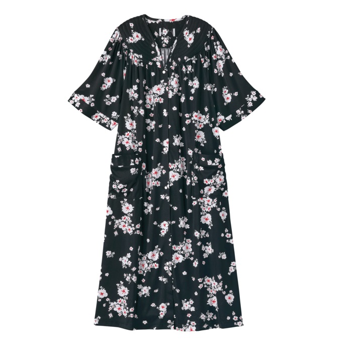 Short-Sleeve Snap-Front Duster with Pockets, , large